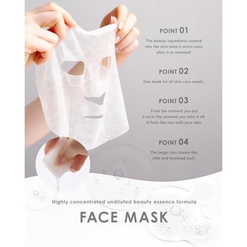 KisoCare Facial Sheet Mask (24 Pieces) 100% Pure Hot Spring Water, No Added Water Moisturizing Skincare