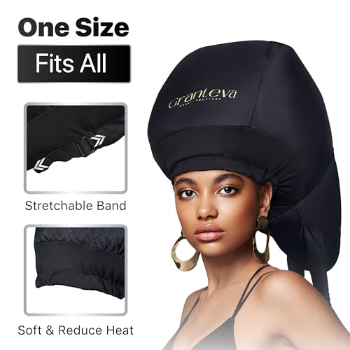 Hooded Hair Dryer Attachment with Dual Turbo Airflow & Soft Headband ? Speeds Up Drying for Curly Hair, Reduces Heat on Ears & Neck ? Large Hair Dryer Bonnet for Deep Conditioning at Home