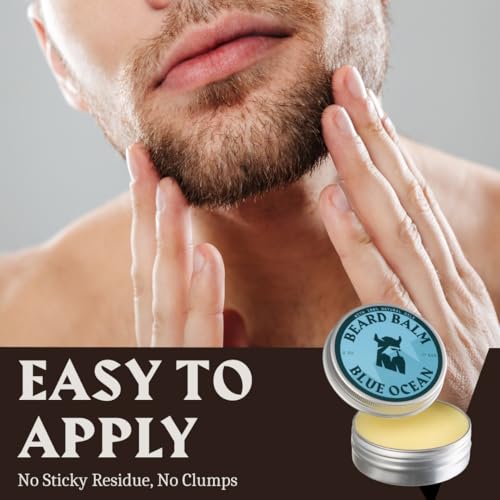 Striking Viking Beard Balm for Men - Leave in Beard Conditioner - Styling Balm Made with Naturally Derived Beard Butter, Argan & Jojoba Oils (2 Ounce (Pack of 1), Blue Ocean)