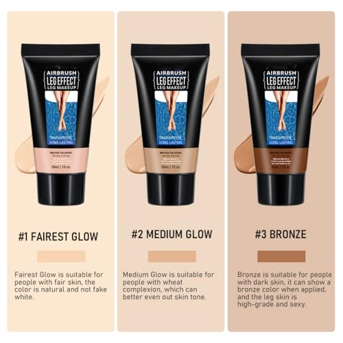 MAEPEOR 3 Colors Body Bronzers Waterproof No Transfer Flawless Looking Leg Makeup Light Leg and Body Scar Cover up Makeup/Tattoo Cover Up (30ML,03 Bronze£©
