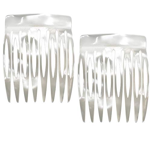 Camila Paris CP3010 French Hair Side Comb Handmade Small Pearl French Twist Hair Combs Decorative, Strong Hold Hair Clips for Women Bun Chignon Up-Do Styling Girls Hair Accessories, Made in France