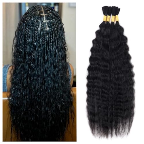 Wet and Wavy Human Braiding Hair Super Wave Bulk Human Hair For Braiding No Weft 100g (1Pack-4PCS) Super French Human Braiding Hair For Boho Braids (Super Wave£¨#1b£©, 18 Inch)