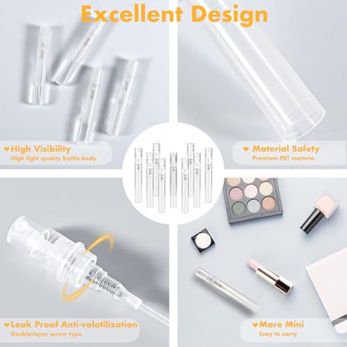 Mini Perfume Sample Bottles, 10 Pack 5 ml Plastic Small Perfume Spray Bottle, Fine Mist, Portable Perfume Travel Refillable Bottle, 2025 Upgraded atomizer sprayer for perfume, Clear