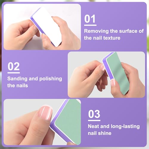 CGBE Nail Buffer and Shine Kit, 20pcs Nail Shine Buffer Blocks for Natural Acrylic Nails Polisher Fingernail Buffer Buffing File 1000/4000 Grit - Purple