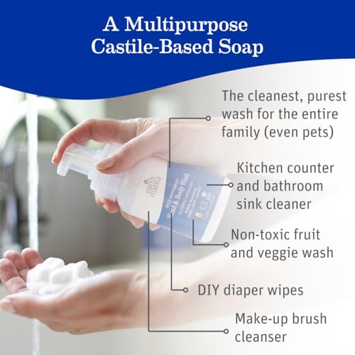 Earth Mama Wild Peppermint Hand & Body Wash | Foaming Hand Soap Refill, Castile Soap Liquid Made with Organic Wild Mint & Peppermint Oil, 34 fl oz