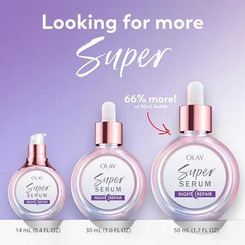 Olay Super Serum Night Repair, Fragrance-Free - Niacinamide, Peptide, Salicylic & Lactic Acid, Glycerin ?- 5-in-1 Skin Care Benefits - Hydrating, Evens Tone, Reduces Dark Spots, Anti-Aging, 1.7 Oz