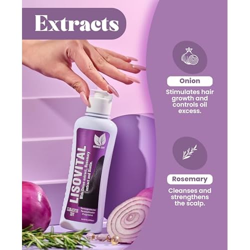 Natural Sant - Liso Vital duo kit - Shampoo & Leave-In Conditioner, Anti Frizz, Heat Protectant for Hair with Red onion extract, Biotin & Rosemary