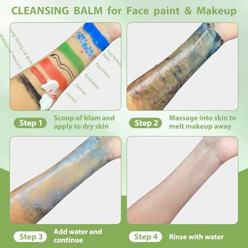 Makeup Remover Cleansing Balm,Deep Clear Makeup Cleansing Balm,Professional Remover for SFX, Face Paint & Glitter, Natural Gentle Moist Cleanser Cream for Face Body,3.38OZ