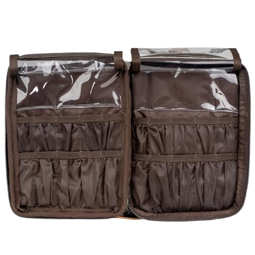 STS Ranchwear Vaquero Glamour STS-34330 Makeup Bag - Spacious Zip Around Unique Full Grain Leather Cowhide Cosmetic Organizer with 2 Compartments