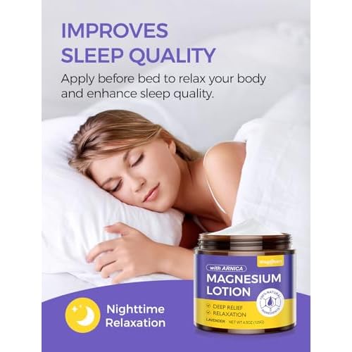 Natural Magnesium Lotion for Sleep & Pain Relief - Soothing Topical Magnesium Cream with Arnica, Shea Butter & Coconut Oil - Muscle Relaxation, Calming & Hydrating - Safe for Kids