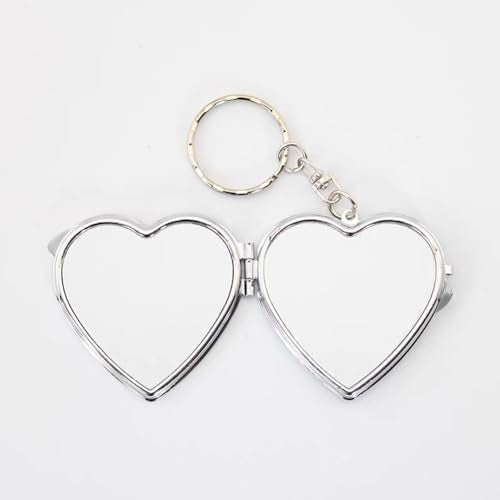 6 Pcs Sublimation Blank Pocket Makeup Mirror Keychains Double Sided Blank Compact Mirror Cosmetic Mirror Key Chain