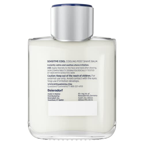 NIVEA MEN Sensitive Cooling Post Shave Balm with Vitamin E, Chamomile and Seaweed Extracts, 3 Pack of 3.3 Fl Oz Bottles