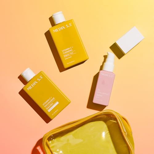 MEDIX Vitamin C Cream + Wash + Hyaluronic Acid Serum 3PC Travel Kit Skin Care Set - Vitamin C Body Lotion & Body Wash + 3% Hyaluronic Serum Skincare Set To Improve Look Of Dark Spots & Dry Skin, 3PC