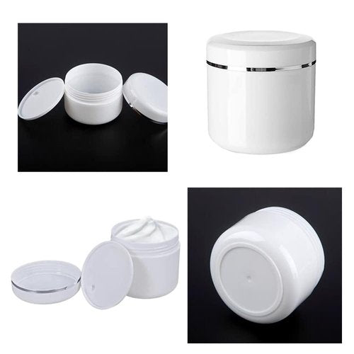 Plastic Empty Cosmetic Containers with Lid, Portable 8 Oz 250ml Refillable Make-up Face Cream Jars Case for Body Scrub Mask Lotion Storage Pot (8 Pack White)