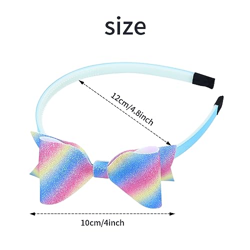 Cinaci 10 Pieces Sparkling Sequin Bow Plastic Headbands with Teeth Hair Bands Hairbow Accessories for Toddlers Kids Teens Girls