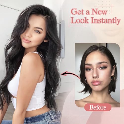 One Pieces Clip in Hair Extensions Human Hair Upgraded V-Shaped 5 Clips Long Hairpiece For Women,4P27 Medium Brown mixed Dark Blonde 20 Inch,70g
