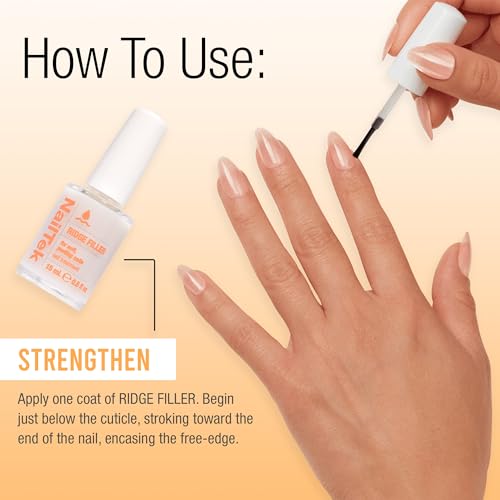 Nail Tek Ridge Filler Formula 2 ? Clear Ridge Filler for Nails Base Coat, Nail Strengthener Polish for Soft & Peeling Nails, 0.5 fl oz