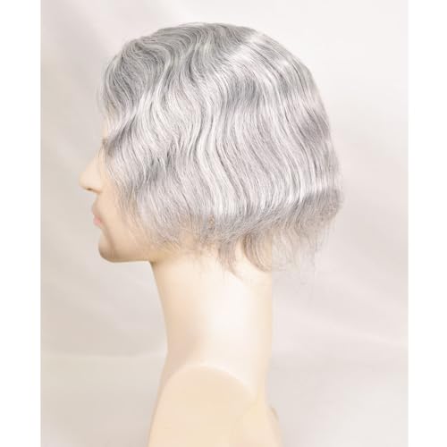 Men's Toupee 10"¡¿8" European Virgin Human Hair Toupee Hair pieces for Men Thin Skin Hair Replacement System Lace Front+ Mono Net with PU around Base for Men (#1b mix 80% grey synthetic hair)