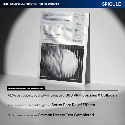 Mediheal Collagen Spicule 3000ppm Intensive Serum ? Micro Needle Serum for Pore Care, Soothing & Skin Texture Improvement, 2-Step Pore Care Set,Collagen Spicule Ampoule and Gel Mask Set,4 pcs