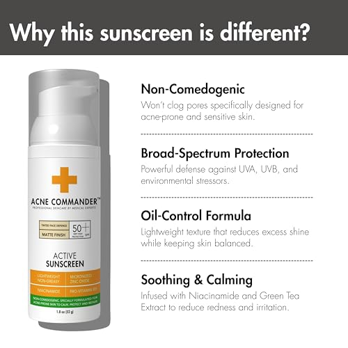 Breakout-Free Mineral SPF 50 Face Sunscreen ? Zinc Oxide, Non-Comedogenic Broad-Spectrum UVA/UVB Protection for Sensitive & Acne-Prone Skin | Lightweight, Hydrating, Matte Finish & Water-Resistant 52G