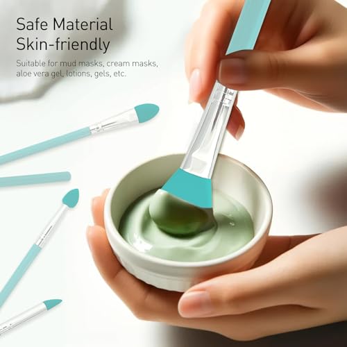 7 Pcs Silicone Brush applicator kit for Cream Makeup Products and UV Resin Epoxy Art Crafting, Green