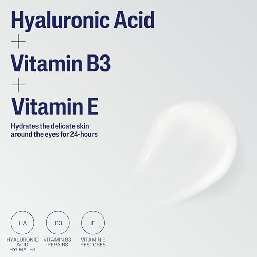 Cetaphil Hydrating Eye Gel-Cream, With Hyaluronic Acid, 0.5 Fl oz, Brightens and Smooths Under Eyes, 24 Hour Hydration for All Skin Types, (Packaging May Vary)