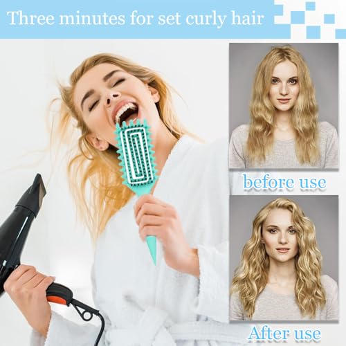 Curly Hair Brush,Curl Defining Brush plus 3 Pieces Hair Styling Comb Set(Slick Back Hair Brush,Rat Tail Comb,Edge Bristle Brush) Lightweight Vented for Combing, Shaping, Styling(Purple)
