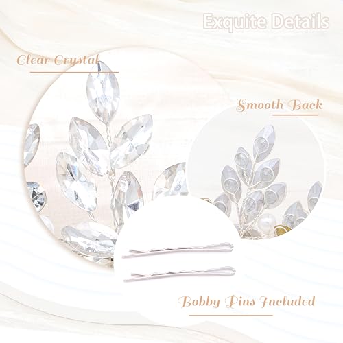 Oriamour Rhinestone Bridal Headband, Silver Wedding Headpiece for Bride, Wedding Hair Accessories for Brides Hair band For Women (Silver04, 14'')
