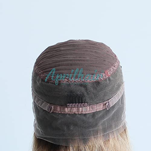 Pre-plucked Ombre #1B/27 Dark Root Honey Blonde 360 Lace Frontal Wigs Straight Glueless 150% Density Brazilian Virgin Human Hair With Baby Hair Full (18" inch, Straight)