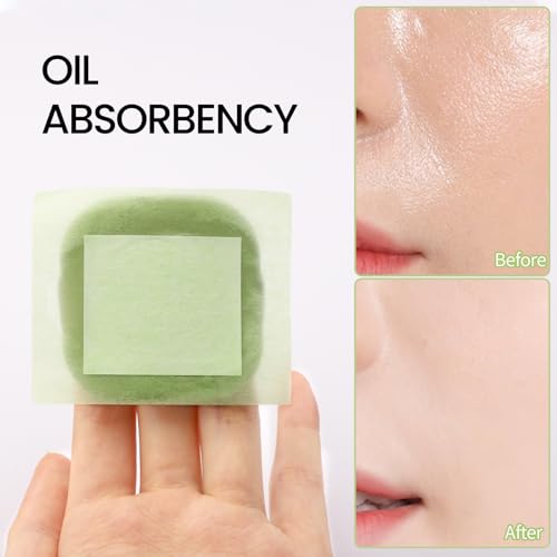 Erinde Oil Blotting Sheets for Face with Mirror and Puff, 300 Sheets Oil Blotting Paper for Oily Skin, Face Oil Absorbing Sheet, Natural Oil Control Film, Absorb Excess Oil, Makeup Friendly