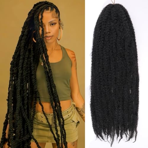 30 Inch Marley Twist Braiding Hair 8 Packs Pre-Separated Marley Hair Crochet Braids Black Long Springy Afro Kinky Hair for Crochet Locs Braiding Hair Extensions 1B#