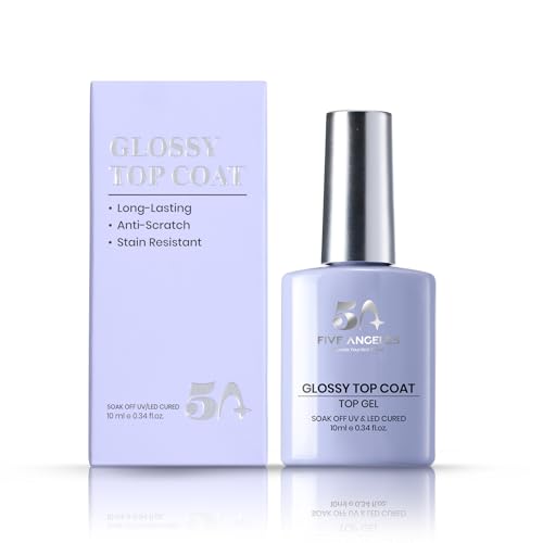 Gel Nail Polish Top Coat- No Wipe, High Gloss Shiny Long Lasting Top Gel for Clear Nail Gel and Acrylic Nails, for Home DIY and Nail Salon 0.34 fl oz/10ml