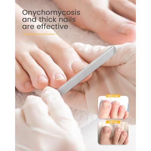BEZOX Long Metal Nail File, Stainless Steel Fingernail File for Thick and Fungal Nails with Dual-Ended Toenail Lifter ? The Ultimate Manicure & Pedicure Tool for Men and Women¡¯s Nail Care - Black