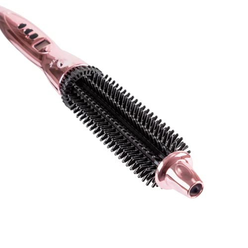 CALISTA Perfecter Pro Heated Round Brush | Lift, Volumize, and Style with No Heat Damage for Healthier-Looking Hair | 1.0" for Shoulder Length Styles | Dual Voltage & Adjustable Temp (1.0, Rose Gold)
