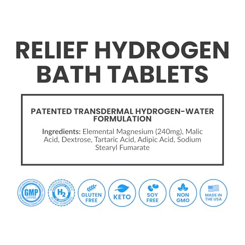 New Relief Hydrogen Bath Bomb Tablets: Relax Muscles, Soothe Discomfort, and Recover Naturally ? Magnesium Hydrogen Soak (180 Tablets)