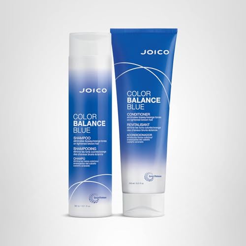 Joico Color Balance Blue Shampoo and Conditioner | For Lightened Brown Hair | Eliminate Brassy Orange Tones | Boost Color Vibrancy & Shine | Protect Against Harmful UV Radiation | With Rosehip Oil