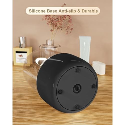 Makeup Brush Holder 360 Rotating, [Upgrade & with Cover] Makeup Brush Organizer for Vanity Countertop Bathroom (Black)