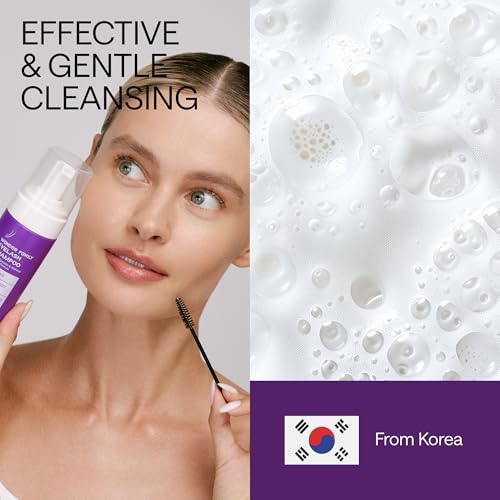 Lash Shampoo Kit with Eyelash Spoolie & Eyelash Shampoo Included - Lash Cleaning Kit for Salon, Home - No Parabens, No Sulfates - Eye Wash Kit with a Brush - 3.38 Fl Oz