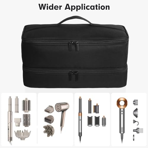 Double-Layer Carrying Case for Shark Flexstyle, Travel Case for Shark Flexstyle/FlexFusion, Portable Storage Organizer bag for Shark Flexstyle/Dyson Airwrap Styler and Attachments
