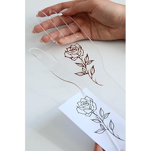 Reusable Henna Hand Acrylic Plastic Template for Homemade Henna, Mehendi Heena Beginner Kit Drawing Body Art Hena Temporary Tattoo Practice Mendi, CLEAR