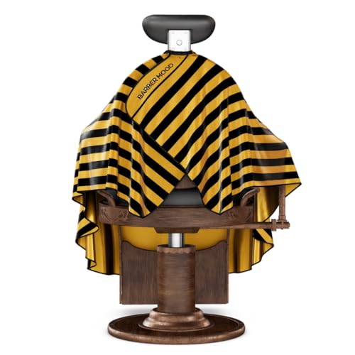 Professional Barber Cape - Hair Cutting Cape with Adjustable Neck Closure, Salon Quality Styling Cape for Hairdressers and Barbers - Gold Stripe