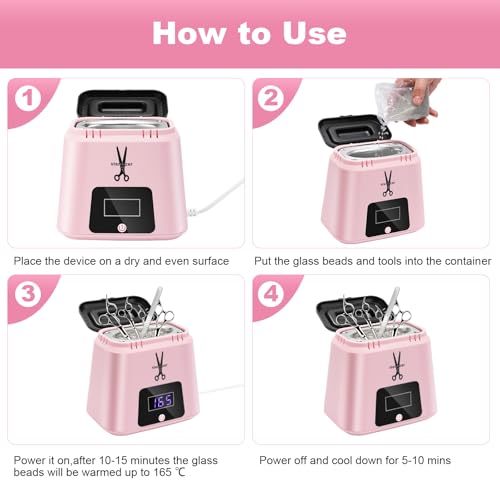 Nail Tool Sterilizer High Temperature 329¢µ for Nail Tools Portable with Glass Beads for Metal Tools Salon & Esthetician Supplies