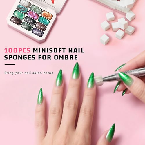 Sponge Pat Paint Nail Gel, Ombre Nails Gradient Gel Nail Blush Blooming Aura Nails Drawing Stripper Floral Painting DIY Nail Art, No Wipe, UV/LED Curing (12 Colors i)