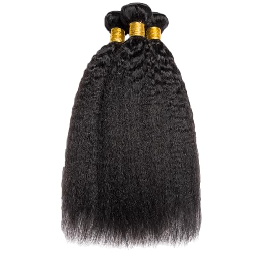 30 30 30 Inch Yaki Straight Bundles Human Hair Natural Black Color Kinky Straight Bundles Unprocessed Brazilian Virgin Hair Extensions