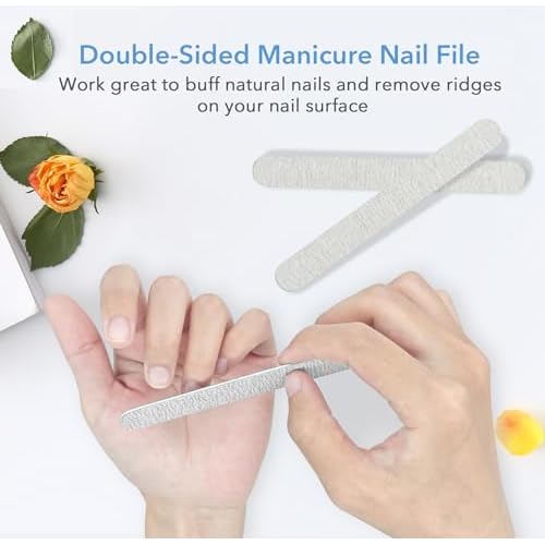 Nail Files, 50 PCS Fingernail Files 80/100 Grit Double Sided Emery Boards for Natural Nails - Professional Nail File Bulk Washable Manicure Tool Travel Size