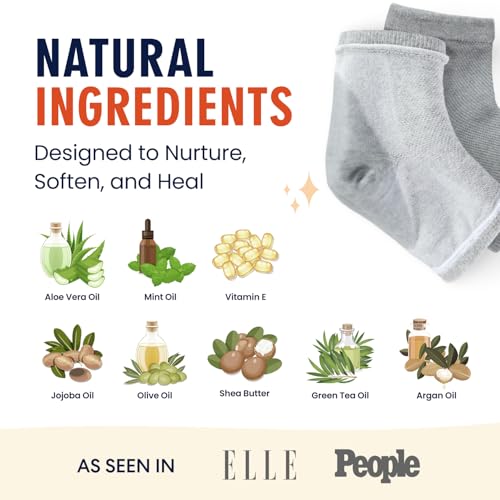 Dr. Frederick's Original Moisturizing Heel Socks for Dry Cracked Heels Treatment - 6 Pairs - Infused with Naturally Nourishing Oils and Butters - Stocking Stuffers for Adults - Power Pack