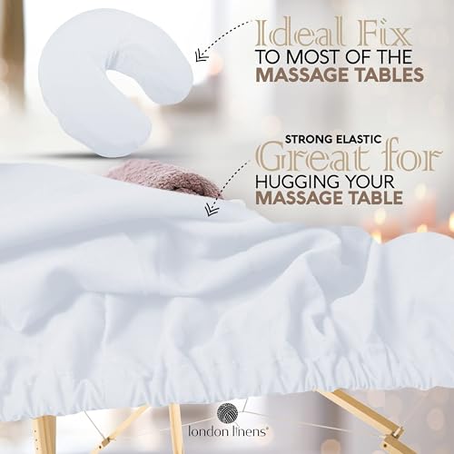 LONDON LINENS Pack of 2 Soft Microfiber Massage Table Sheets 3 Piece Set - Includes Massage Table Cover, Massage Fitted Sheet, and Massage Face Rest Cover (White)