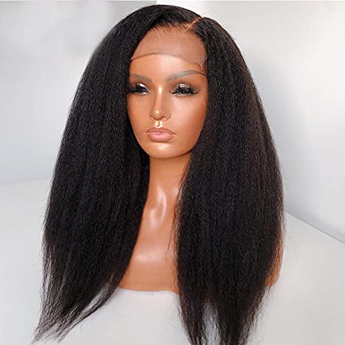 Deep Parting 13x6 Lace Front Human Hair Wig Pre Plucked With Baby Hair Brazilian Kinky Straight Invisible Lace Front Wigs For Women 180 Density£¨16 Inch