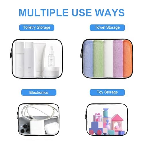Clear Makeup Bag, 2 Pack TSA Approved Toiletry Bag for Travel Size Toiletries, Quart Size Clear Cosmetic Organizer bag for Women Men, Carry on Airport Airline Compliant Bag(Black-2pcs)