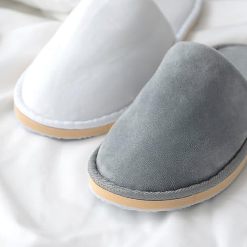 GONG GONG 2-6 Pairs Non Slip Disposable Slippers, Washable & Reusable, Closed Toe Crystal Velvet Slipper for Guest, Bathroom, House, Hotel, Party, SPA, Wedding